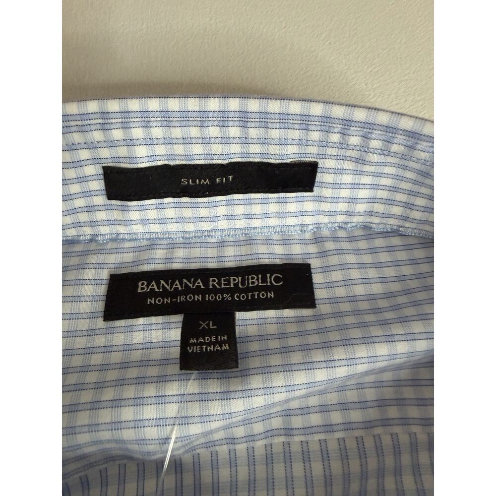 NWT Banana Republic Slim Fit Button Down Shirt Men’s XL Blue Gingham Cotton - Picture 3 of 5